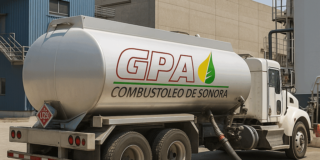 Abastecedora de diésel entregando combustible en sitio industrial